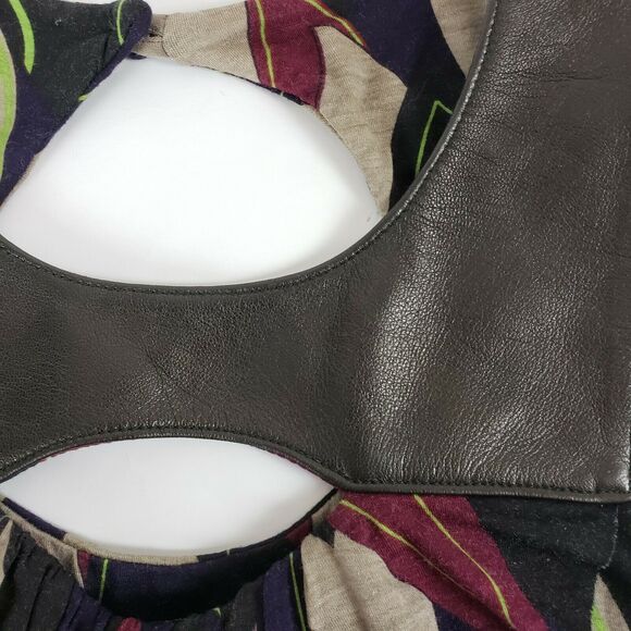 AKIKO Multicolor Sleeveless Size M Layer Blouse Top Leather Trim Open Back Tank - Picture 6 of 10